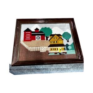 Vintage barn farmhouse canvas framed wall decor